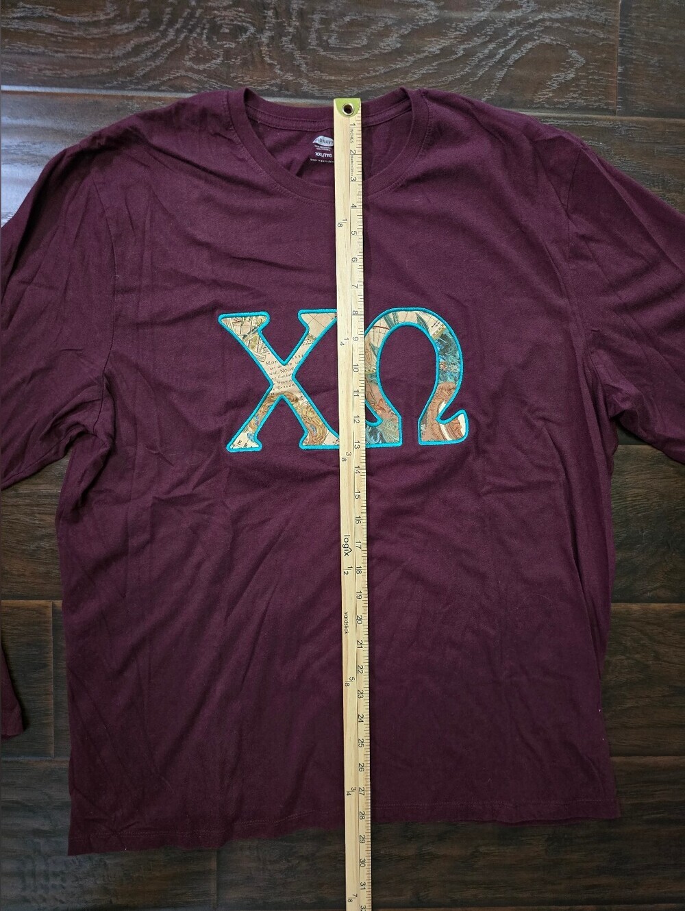 Chi Omega Embroidered Old Navy Maroon Long Sleeved Casual Top XXL - Picture 2 of 9